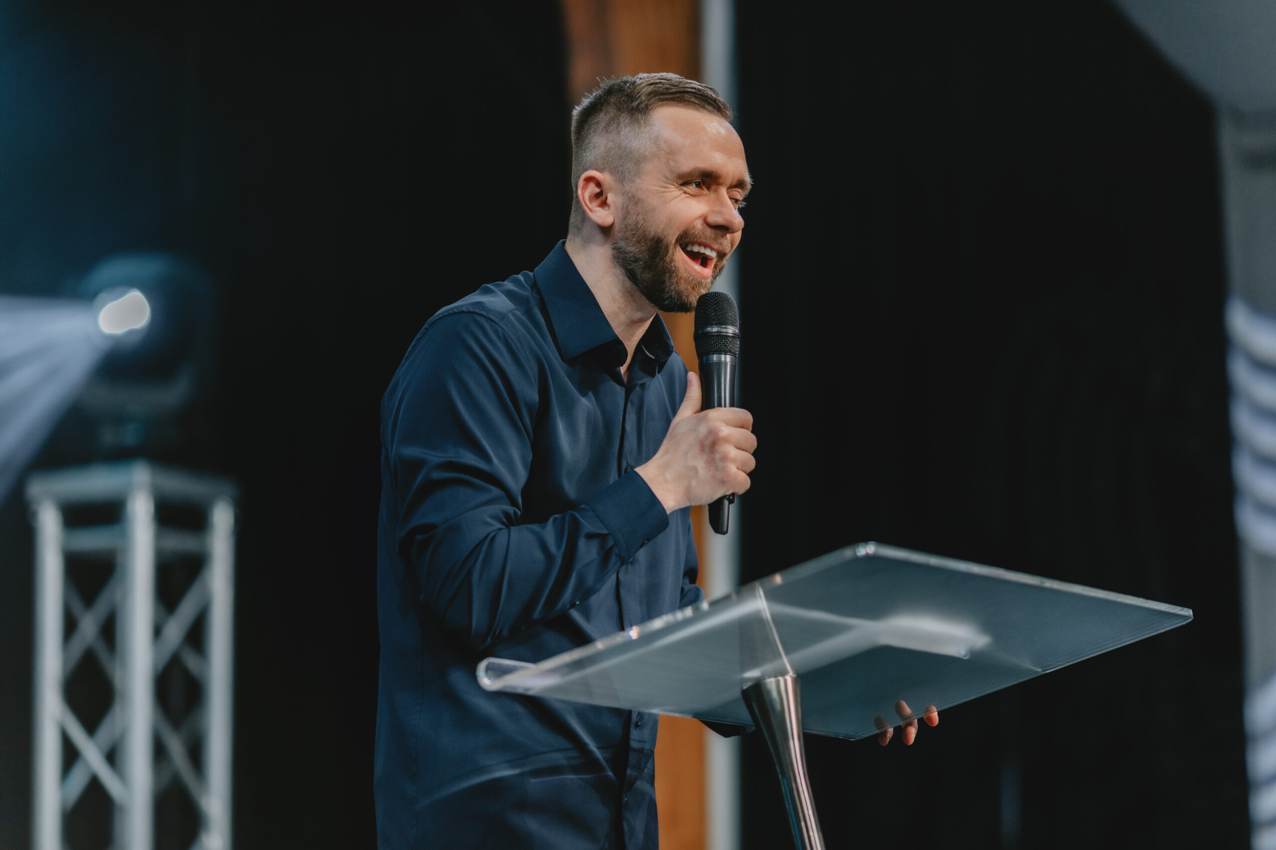 Alt. Text for Pastor Vlad Preaching in Canada